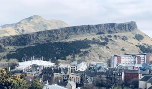 View of Arthur's Seat and Salisbury Crags from Calton Hill, Edinburgh